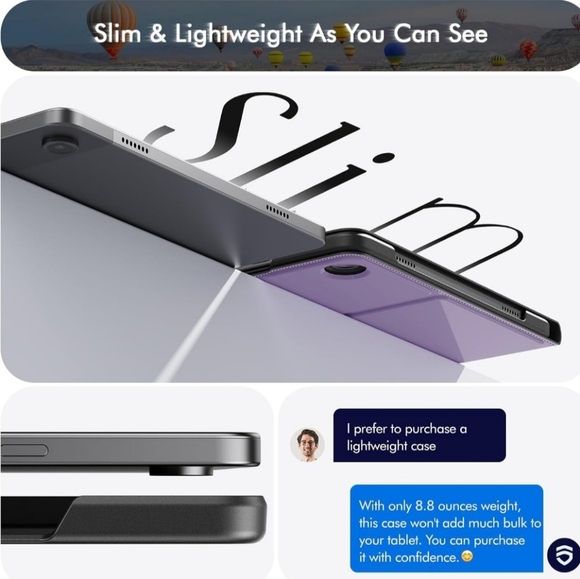 Infinland BLACK Samsung Galaxy Tab A9 8.7 Inch New Tablet Case 9 X 5 - Picture 7 of 11